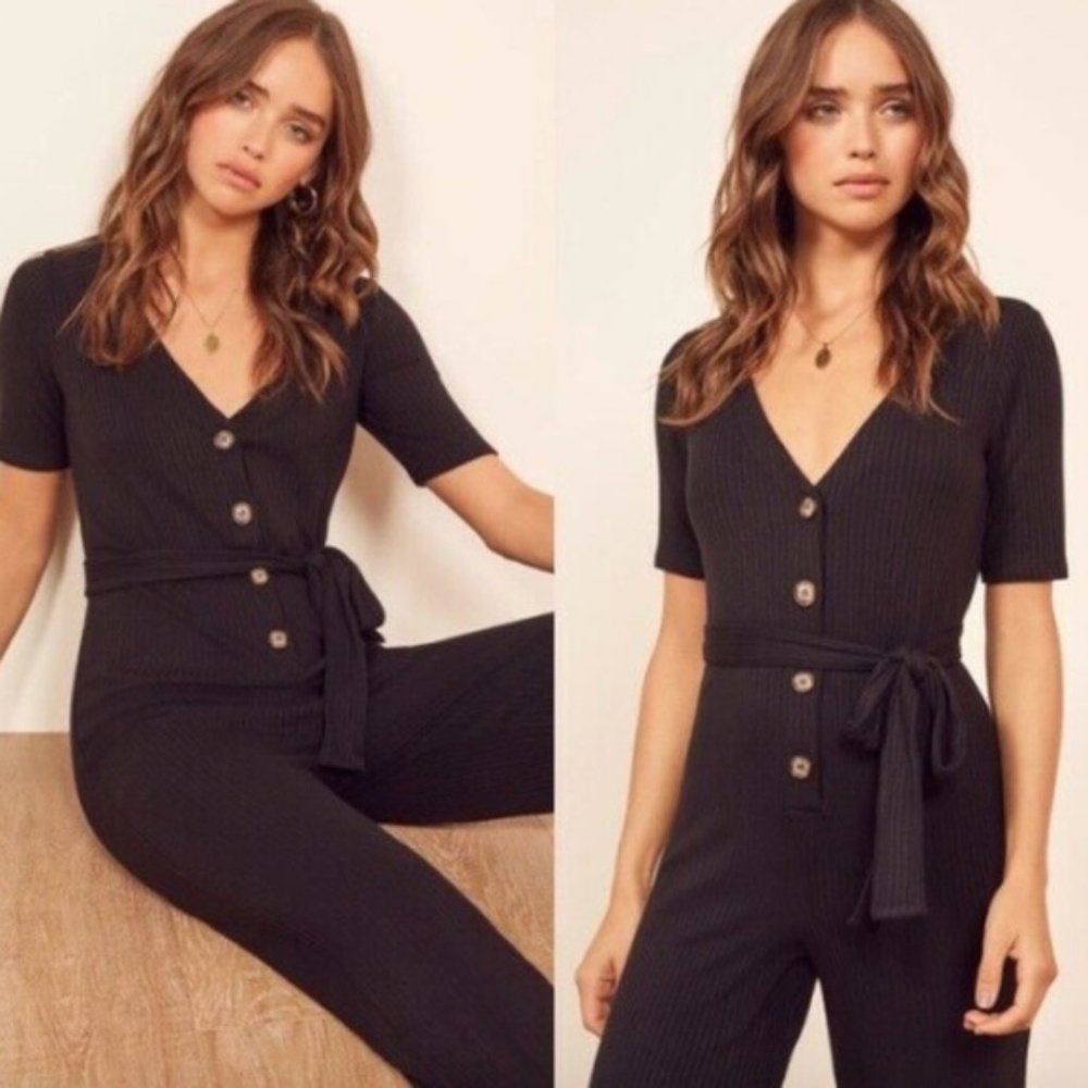 NWT Reformation Camille Ribbed Knit Jumpsuit
